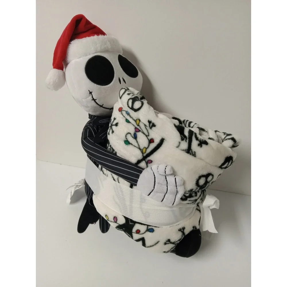 Disney Jack Skellington Nightmare Before Xmas Plush Throw‎ Blanket 50x60 White